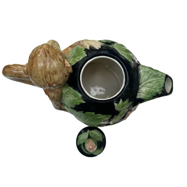 1986 Vintage Fitz & Floyd Floral Leaves & Monkey Tea Pot For Sale - Image 11 of 12