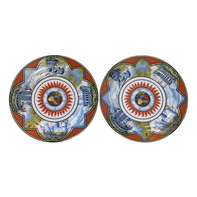 Hermes Pair of Patchwork Alizés Plates For Sale