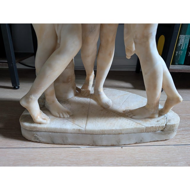Stone 19th Century Italian Carved Alabaster Sculpture of the Three Graces After Canova - 23" For Sale - Image 7 of 13