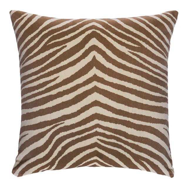 Schumacher Blixen Velvet 18" Pillow In Safari For Sale