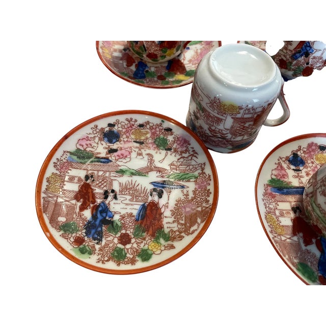 Late 20th Century Japanese Kutani Style Porcelain Tea Set ~ Set 18 PCs. For Sale - Image 4 of 10
