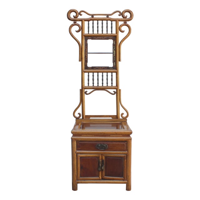 Vintage Chinese Oriental Wood Carving Cloth Rack Panel Wash Basin Stand For Sale