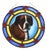Art Deco Stained Glass Roundel with Boxer Dog, Belgium, 1890s For Sale