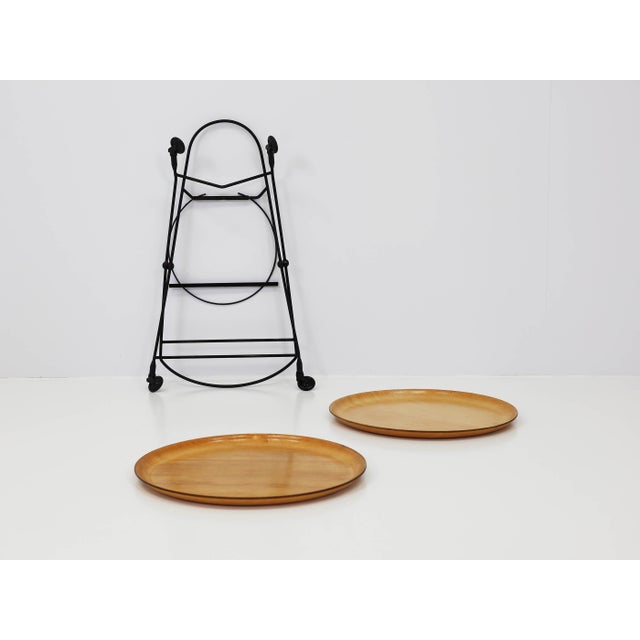 Foldable Serving Table with Detachable Trays by Paul Nagel for Jie Gantofta, Sweden, 1960 For Sale - Image 9 of 11
