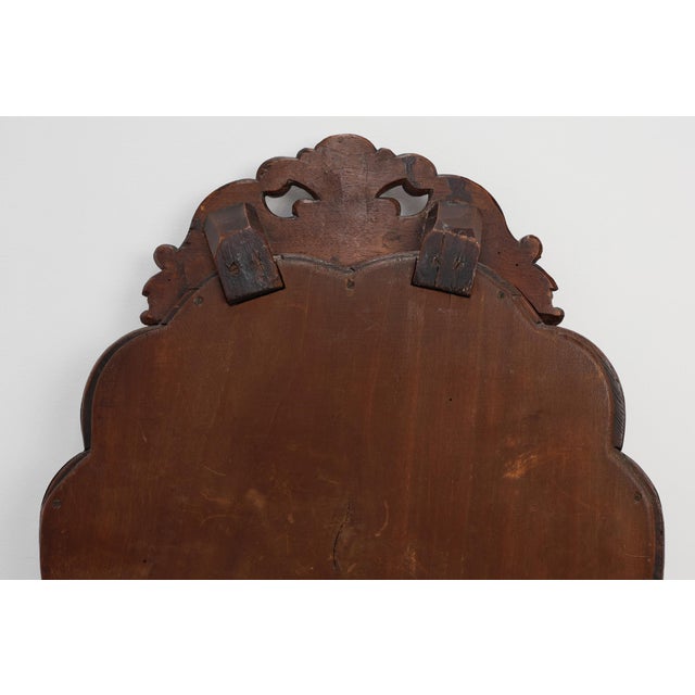 Louis XV Style Root Veneer Mirror with Scalloped Curved Frame and Oister Crest, 1800s For Sale - Image 10 of 11