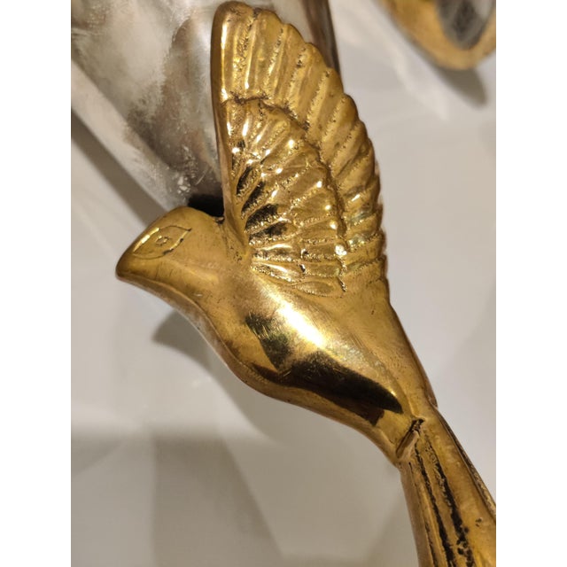 1980s Vintage Elegant Heavy Silver-Plate and Brass Sculpted Bird Cordial/Shot Goblets, Set of 10 For Sale - Image 5 of 6