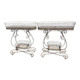 Antique Scrolled Standing Planters - a Pair For Sale