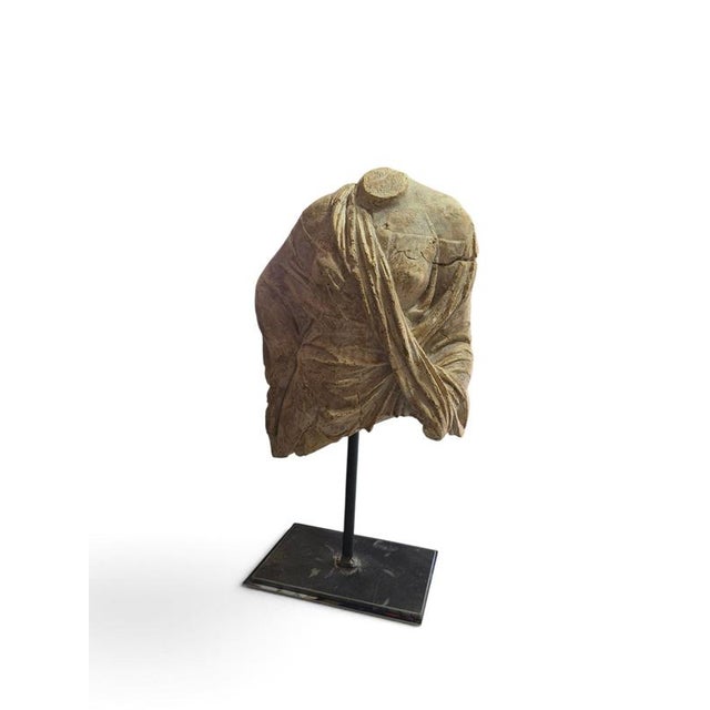 Greek Artist, Bust Sculpture on Iron Base, 1970, Stone For Sale - Image 4 of 10