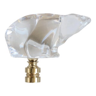 Scandinavian Crystal Bear Lamp Finial on Brass Hardware For Sale