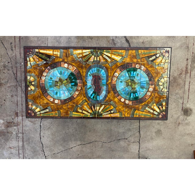 Vintage XL Coffee Table by Knud Michel With Metal Frame and Tiles For Sale - Image 12 of 12
