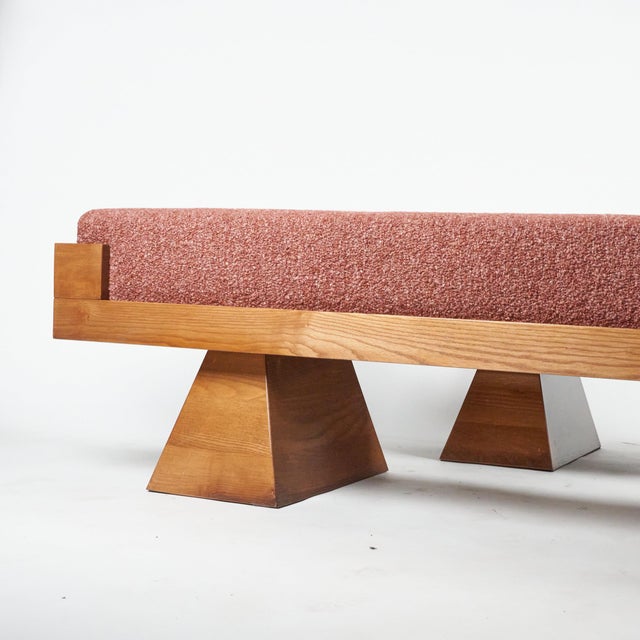 Bench with Pyramid Legs and Brick Bouclé Fabric from Artigianato Italiano, 2000s, Set of 2 For Sale - Image 4 of 9
