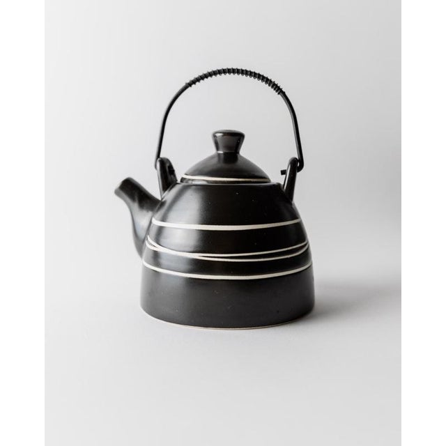 Vintage Ceramic Teapot with Blackand White and Metal Handle, 1980s For Sale - Image 11 of 11