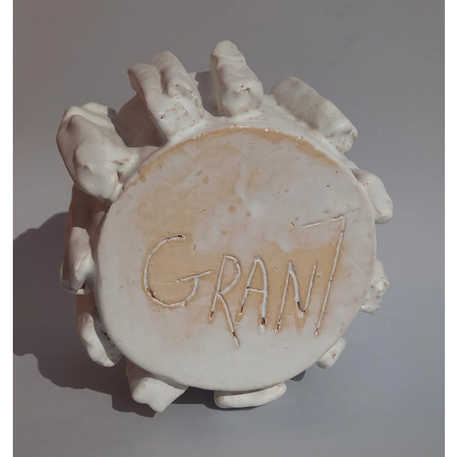 Neutral Palette Hand Built Glazed Ceramic Planters by Diane Grant - Set of 2 For Sale - Image 12 of 12