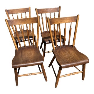 19th Century American Antique Wood Dining Chairs Set of 4 For Sale