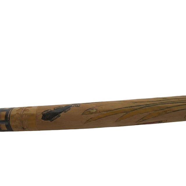 Antique Tijuana Mexico 1932 Aztec Native Painted Wood Walking Stick Cane For Sale - Image 12 of 13