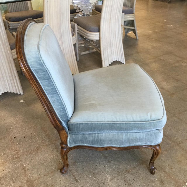 Baker Blue Velvet Slipper Chair Chairish