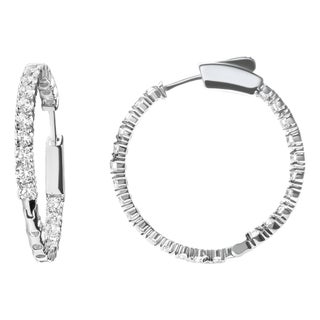 14K White Gold 1.0 Carat Inside Out Lab-grown diamond Fashion Hoop Earrings (F-G Color, VS1-VS2 Clarity) For Sale