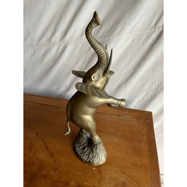 Vintage Mid 20th Century Standing Brass Elephant Figurine or Sculpture For Sale - Image 13 of 13
