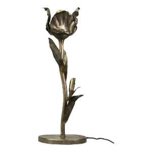 Mid-Century Modern Flower Table Lamp in Metal