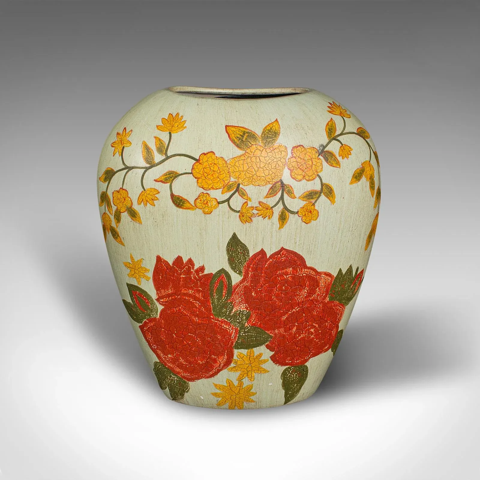 1960s-70s Vintage Flower Vase 萬古焼 光山 1960s Vintage Spanish Ceramic Oval Flower Vase | Chairish