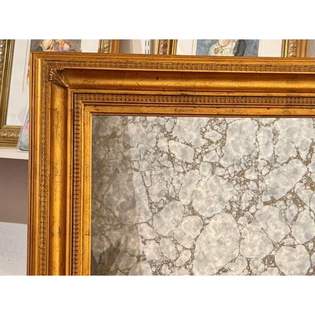 Shabby Chic Smoked 1960s Gilded Art Nouveau Mirror For Sale - Image 3 of 6