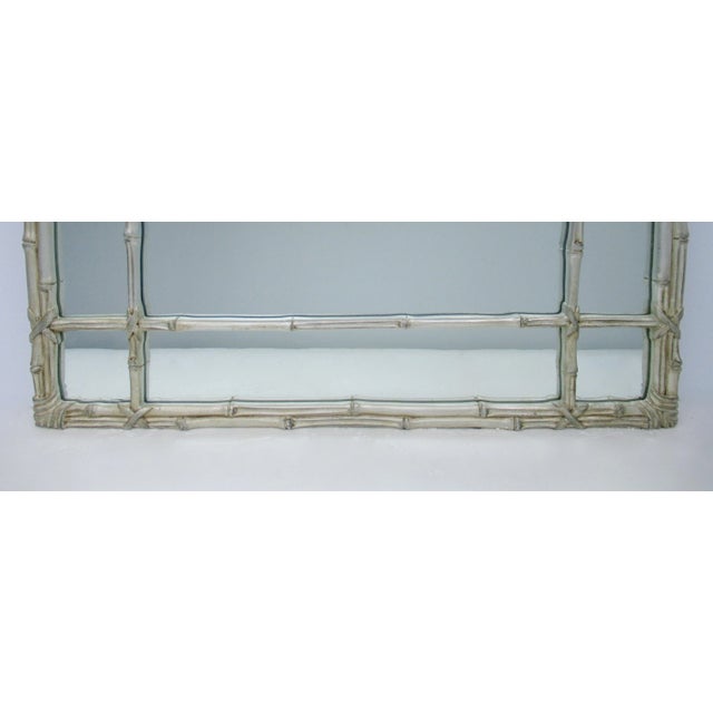 1950s C.1950-59 Hollywood Regency Era Gilt Silver Leaf Wood Carved Bamboo-Style Mirror For Sale - Image 5 of 13