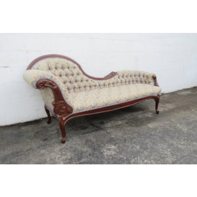 French Hand Carved Mahogany Chaise Lounge 6251 For Sale - Image 4 of 18
