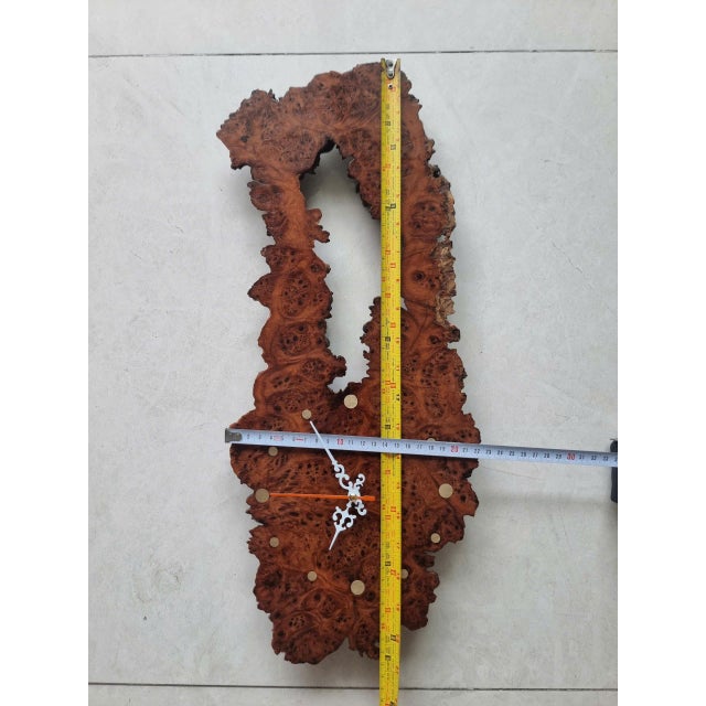Brown Gateway of Time – One-of-a-Kind Vietnamese Burl Elm Wood Wall Clock For Sale - Image 8 of 14