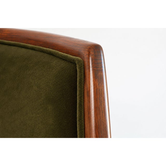 Wood Harold Schwartz Lounge Chairs in Olive Velvet, C. 1950s For Sale - Image 7 of 7