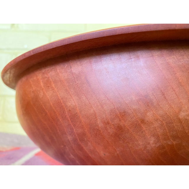 1970s Large Turned Cherry Wood Bowl Rodger Jacobs Artist Craftsman For Sale - Image 9 of 12