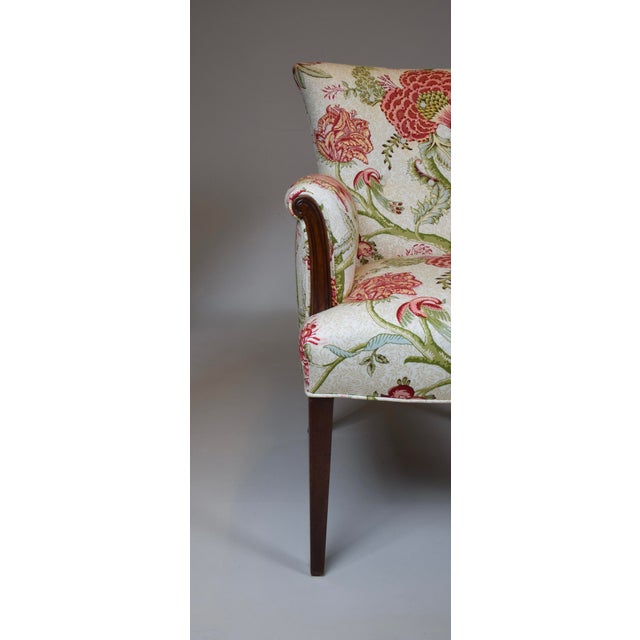 Carved Mahogany Regency Style Lounge Accent Chair, Floral Upholstery, Usa, 1940's For Sale In Philadelphia - Image 6 of 15