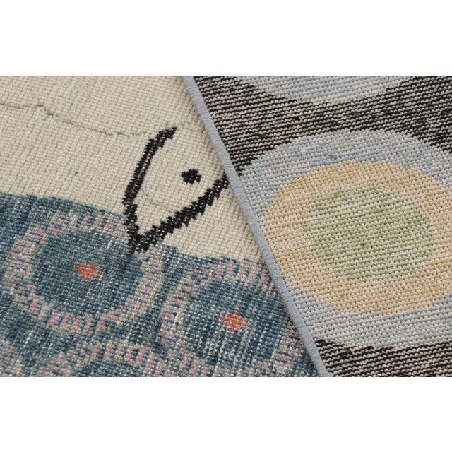 Textile Rug & Kilim’s Modern Distressed Rug in Polychromatic Figural Pictorial For Sale - Image 7 of 7