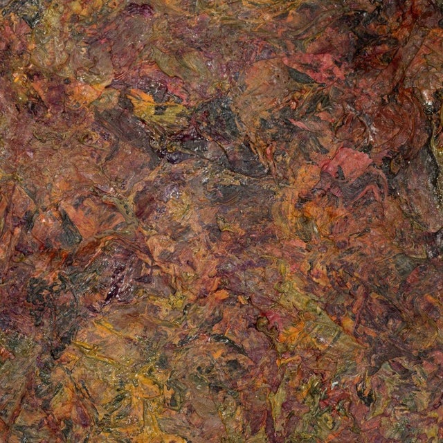 Andy Miller (American, b. 1950), Abstract Composition, Oil on Canvas, heavy impasto details, reddish brown with green and...