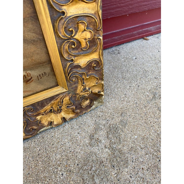 Paint Signed and Dated 1866 Antique Equestrian Farm Painting by Clive Harding For Sale - Image 7 of 8