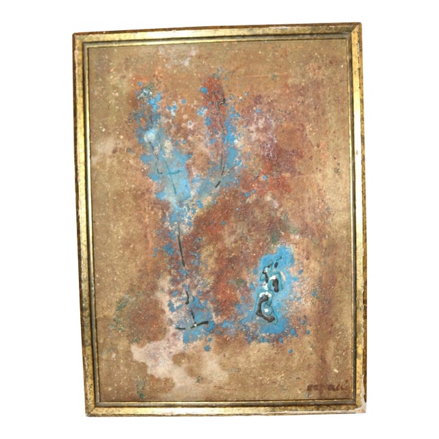 1930s Original Abstract Mixed Media Bruno Capacci Oil Painting Cross on Board For Sale