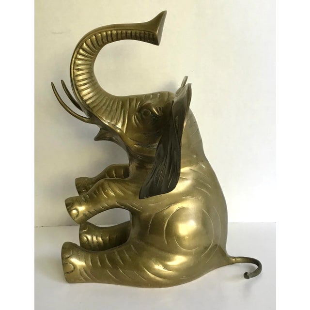 Mid-Century Modern Vintage Brass Elephant For Sale - Image 3 of 7
