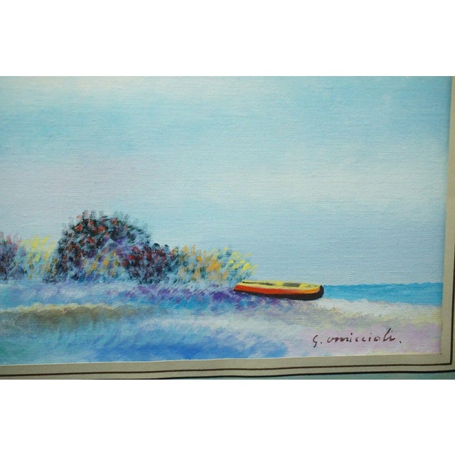 Giovanni Omiccioli, Fregene Fishing Village, 20th Century, Oil Painting on Cardboard For Sale - Image 7 of 14