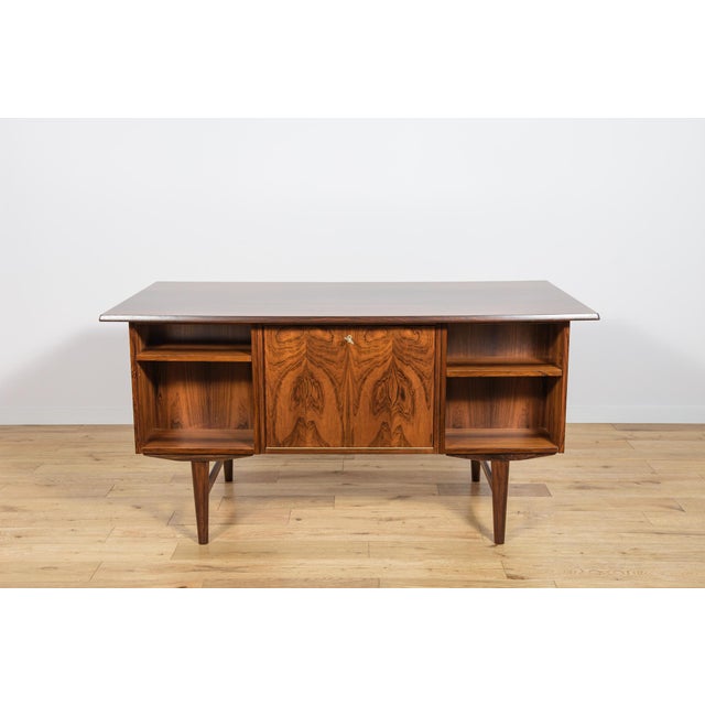 Brown Mid-Century Modern Freestanding Rosewood Desk, Denmark, 1960s For Sale - Image 8 of 18