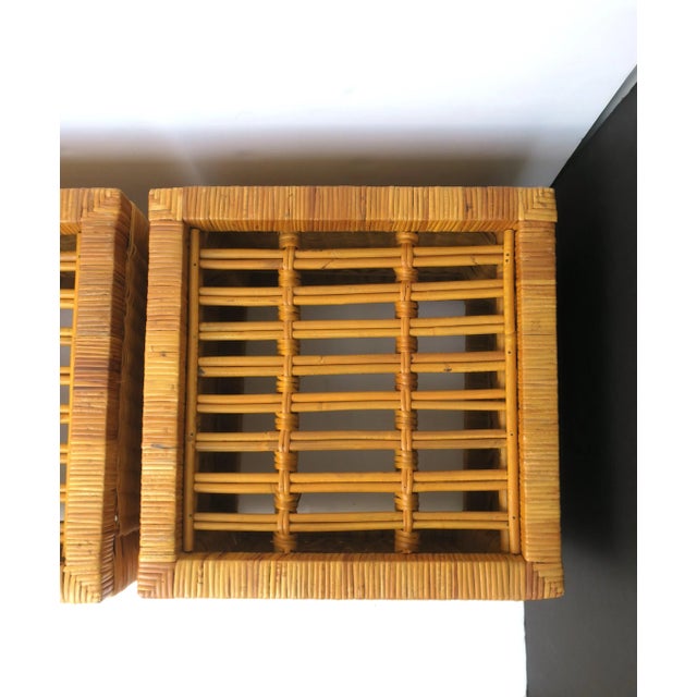 Wicker Stools Benches, Pair For Sale - Image 16 of 17