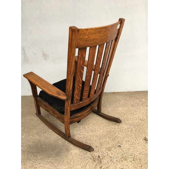 1910s Mission Chestnut Slat Back Rocking Chair by National Chair Co For Sale - Image 5 of 9