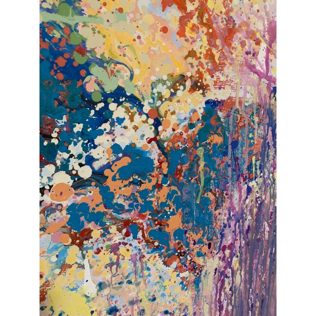 Textile 1960’s Abstract Drip Painting Large Scale For Sale - Image 7 of 9