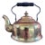 Vintage Solid Brass Tea Kettle With Wood Grip For Sale