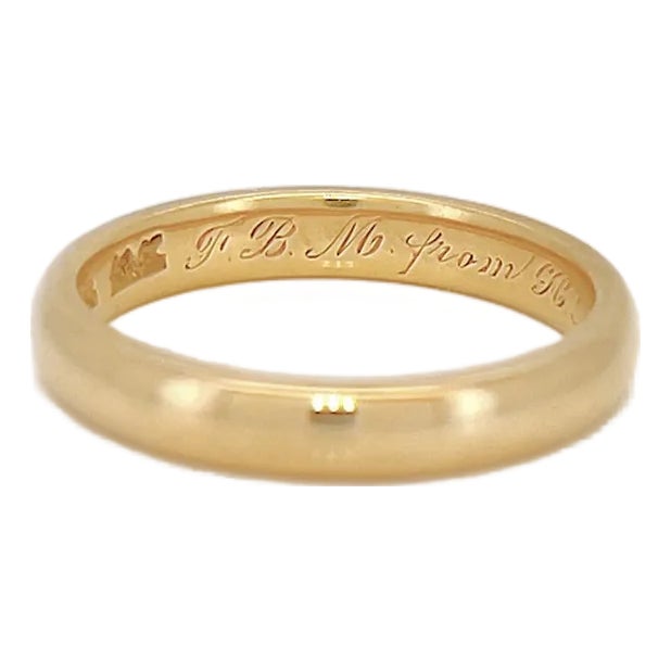 Antique Yellow Gold Wedding Band, Feb 2, 1907, Size 5.25, 14k For Sale