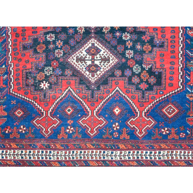 Navy Blue Vintage Mid Century Mazlaghan Rug For Sale - Image 8 of 12
