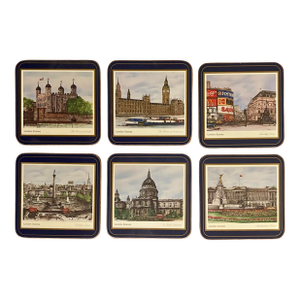 Vintage British Landmarks Coasters- Set of Six