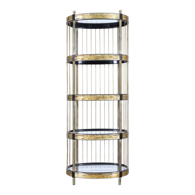 1970s Vintage Brass Acid-Etched Etagere by Bernhard Rohne for Mastercraft For Sale