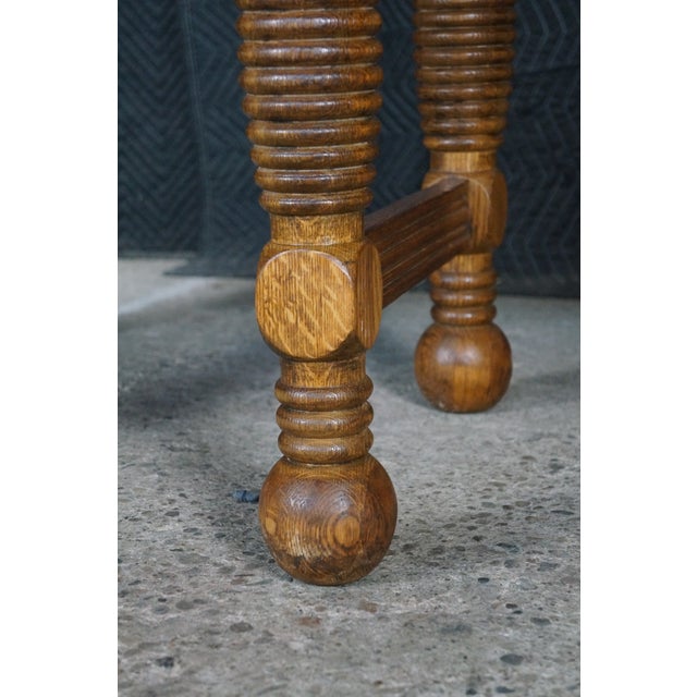 Antique American Victorian Arts & Crafts Quartersawn Oak & Marble Dining Table For Sale - Image 10 of 15