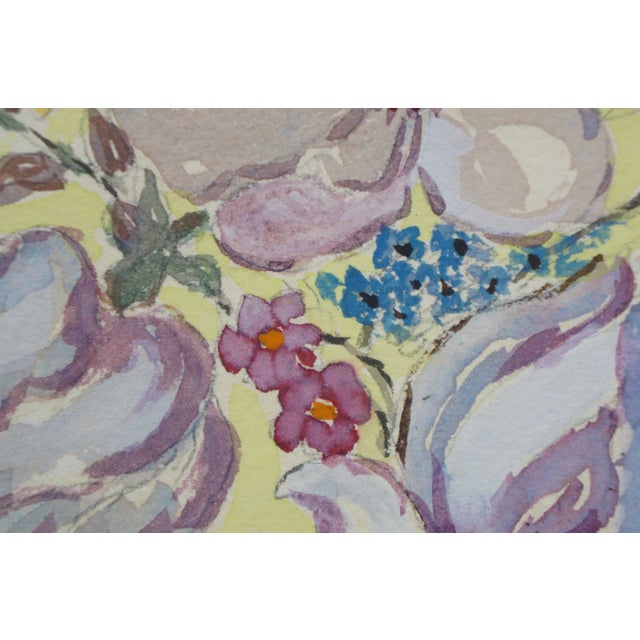 Late 20th Century Helen McRae Yellow Floral Botanical Framed Still Life Watercolor on Paper 12" For Sale - Image 11 of 11