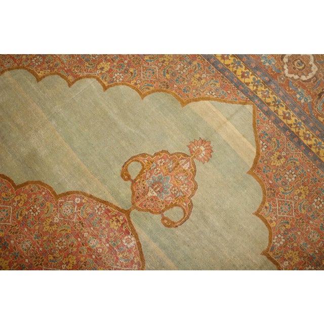 Stunning Blue Antique Tabriz Carpet - 10' x 13' For Sale - Image 9 of 12
