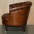 Hand-Dyed Brown Leather Chesterfield Club Tub Barrel Armchair with Brass Castors For Sale - Image 15 of 18